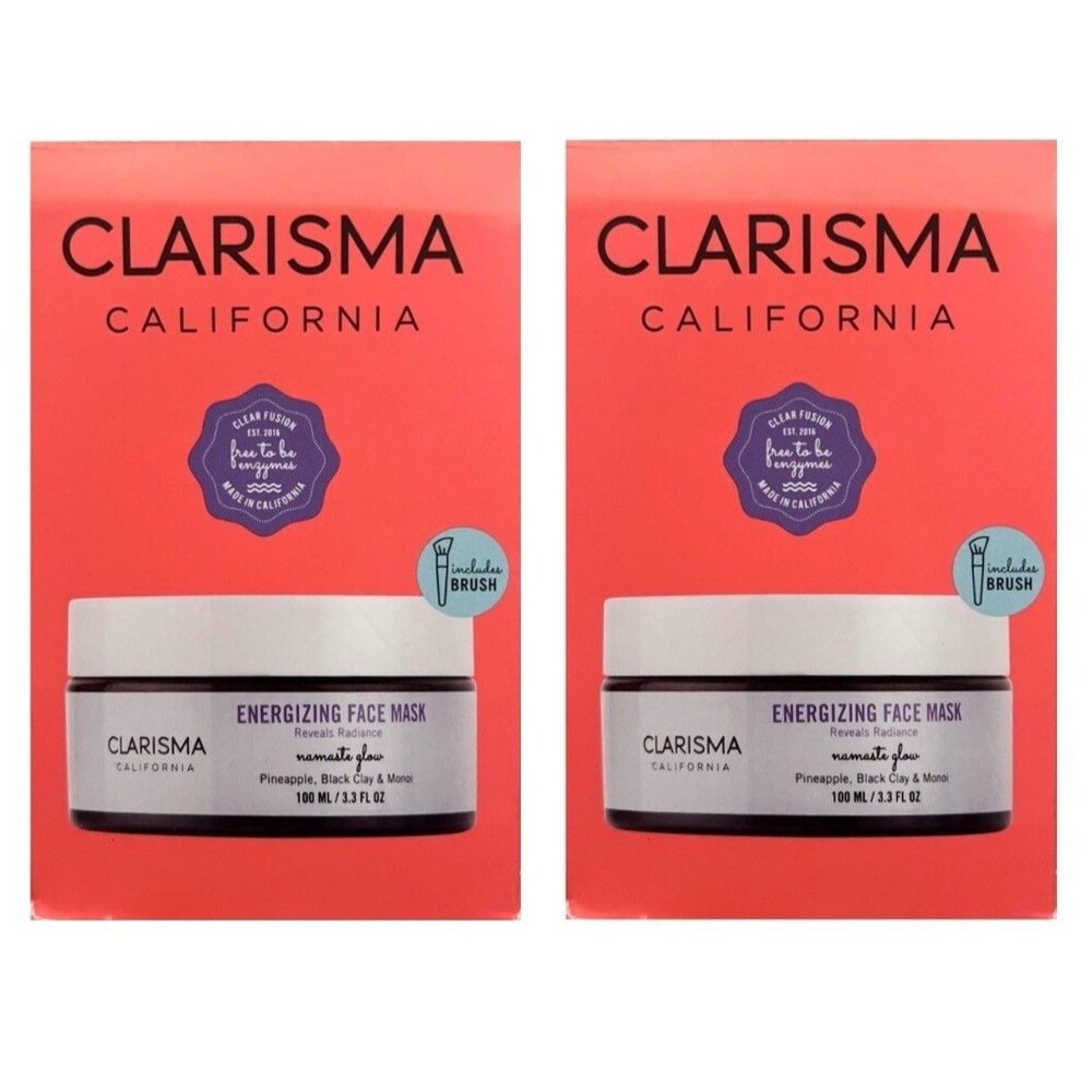 Lot of 2 Clarisma Namaste Glow Energizing Face Mask with Brush 3.3oz Each